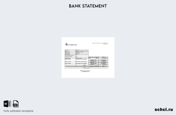 цифровая загрузка шаблона Excel версии банковской выписки Afbbank Азербайджана